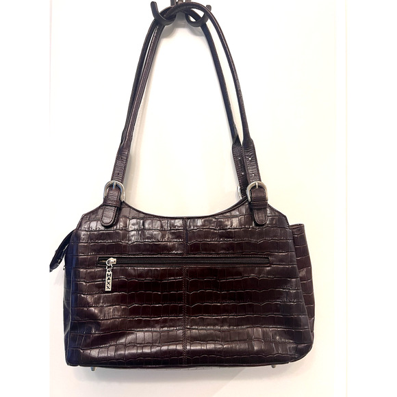 MAXX NEW YORK Designer Women's VTG Burgundy Red Croc Leather Shoulder Handbag - Picture 4 of 11